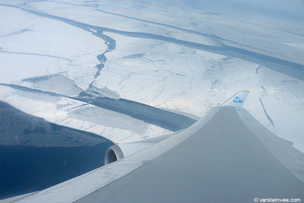 Flying over ice covered Lake Michigan. 12 February 2014.